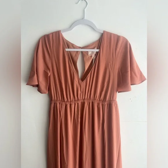 Show Me Your Mumu Emily Empire Waist Flowy Maxi Dress in Mauve Crisp Size Medium - Picture 3 of 4